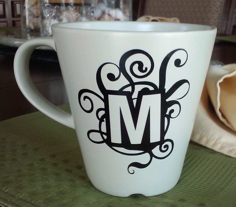 Flourish Design Personalized Initial Monogram  - Vinyl Decal - DIY GIFT