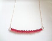 Ruby Red, Gold Filled Bar, Chain Necklace, Personalized, Birthstone, Bridal, Weddings, Bridesmaids, Handmade Jewelry, Jewellery