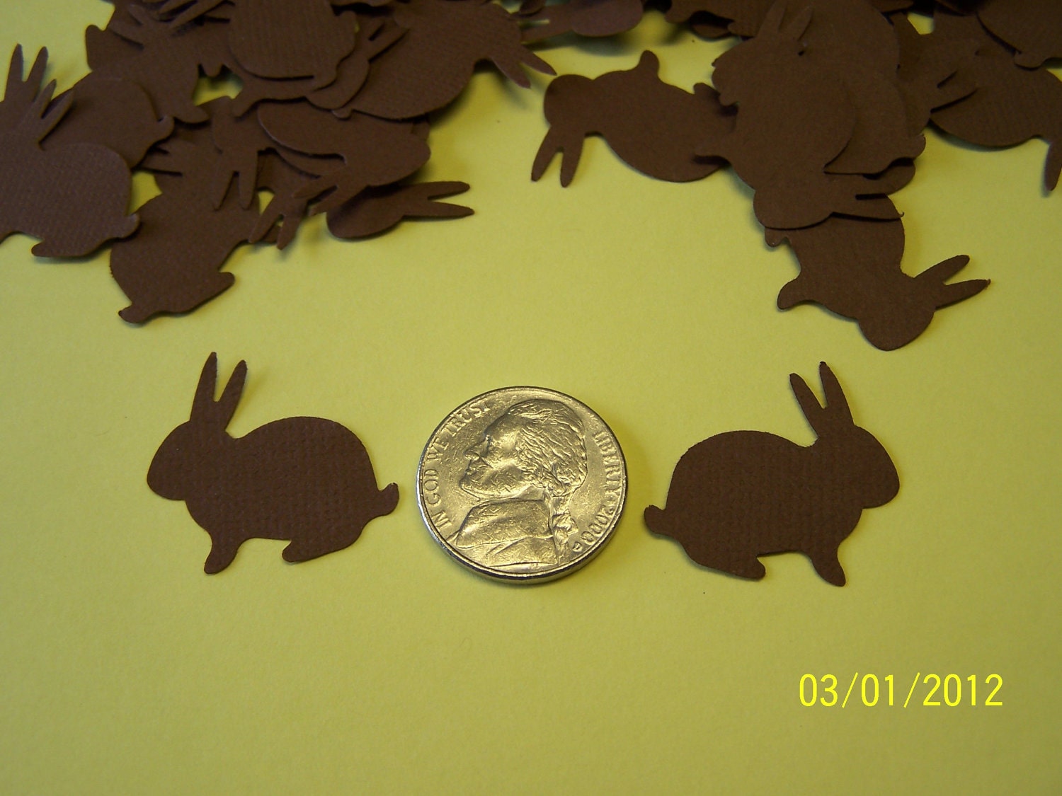 50 Chocolate Brown Sitting Bunny Die Cuts Punch Cutout Confetti Embellishment Scrapbook