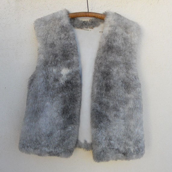 Vintage Plush Grey SHEARLING Fur Vest