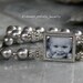 Wedding Bracelet Pearl Mother of Bride and Groom Photo gift / Silver glass pearls with rhinestone accents