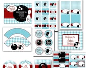 Retro Bowling Boys or Girls Theme Invite Toppers Tags  Digital Party Pack set  PRINTABLE U pRiNt