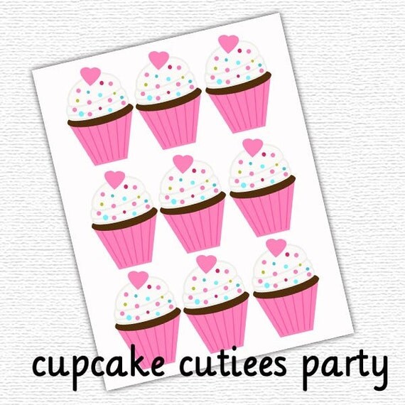 Funky Cupcake CUT OUTS Digital Large by CupcakeCutieesParty
