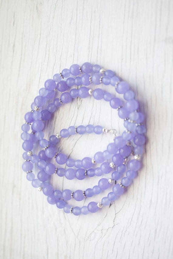 Long Lilac Jade Necklace . Violet . Bridal . Wedding