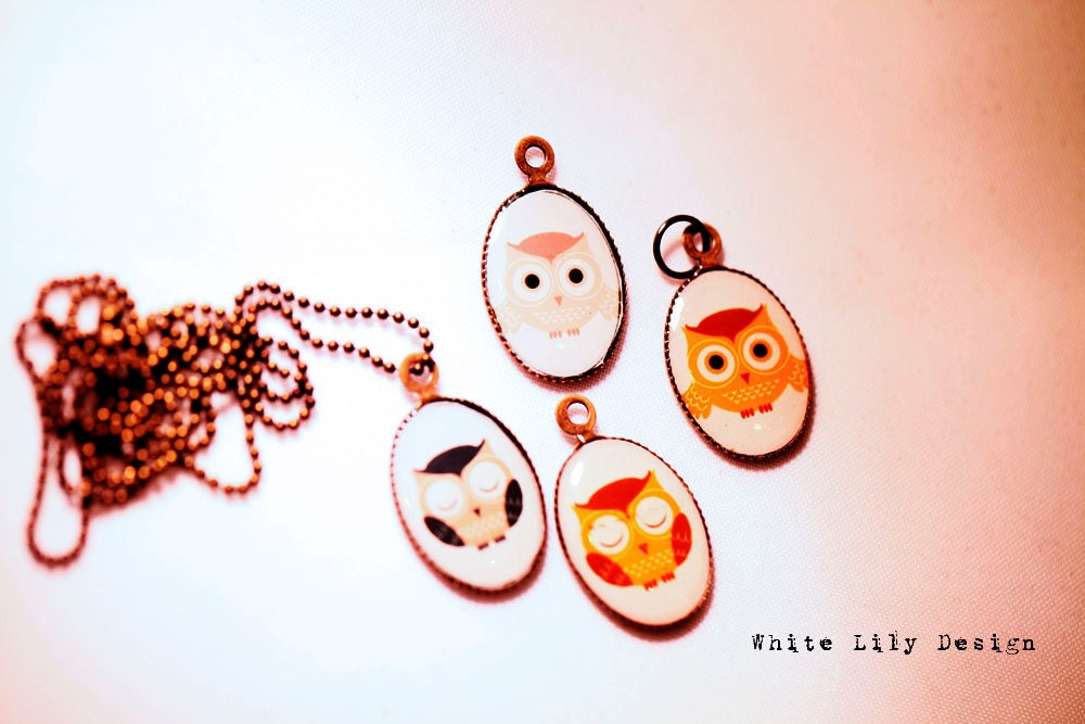 Owl Necklace . Ball chain. Adorable .