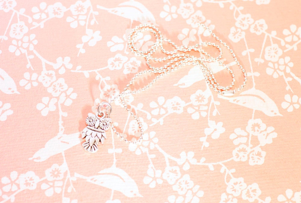 Owl Pendant . Ball chain. Small & Cute . Gift