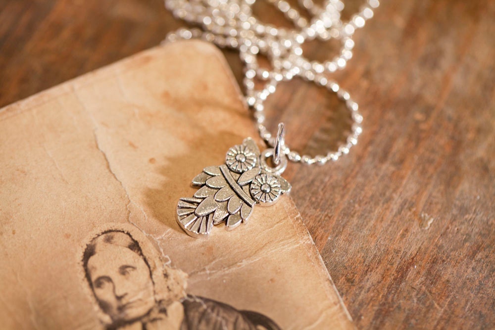 Owl Pendant . Ball chain. Small & Cute . Gift