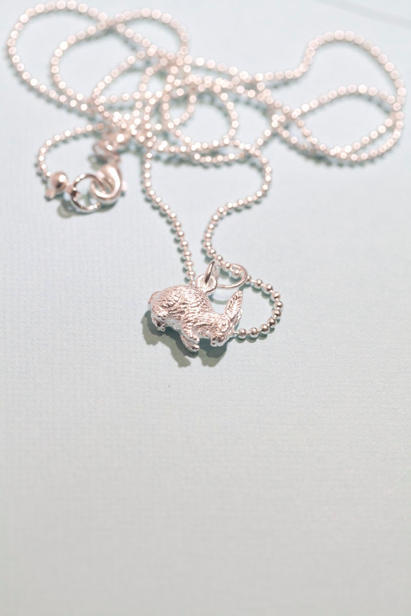 Sterling silver bunny . Rabbit . Ball chain. Easter . Mom . Gift . Spring