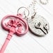 Dark pink Key Necklace . Purity . Ball chain . Hand painted . Mother's day