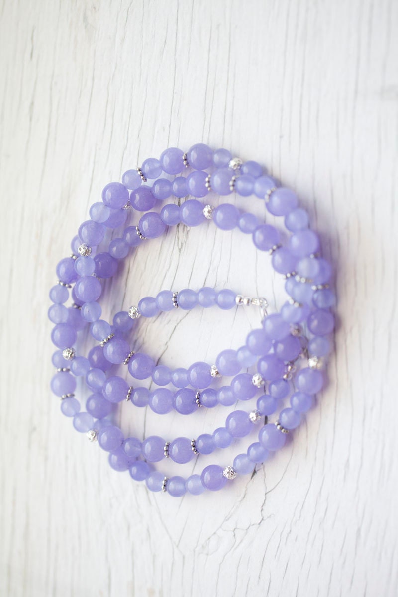 Long Lilac Jade Necklace . Violet . Bridal . Wedding