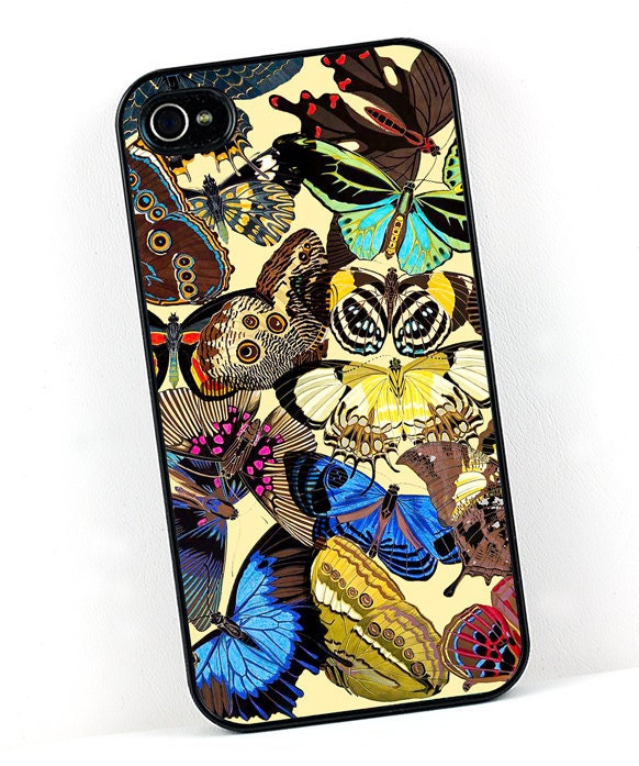Vintage iPhone 4 Case, Art Deco Butterflies, Colorful Retro inspired iPhone 4S Case, iPhone Cover, Mobile Accessories for Men or Women