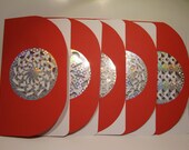 VALENTINES DAY Greeting Cards Handmade With Intricate Cuts in Iridescent Silver Paper and Set in Festive Red & White.  One Of A Kind.