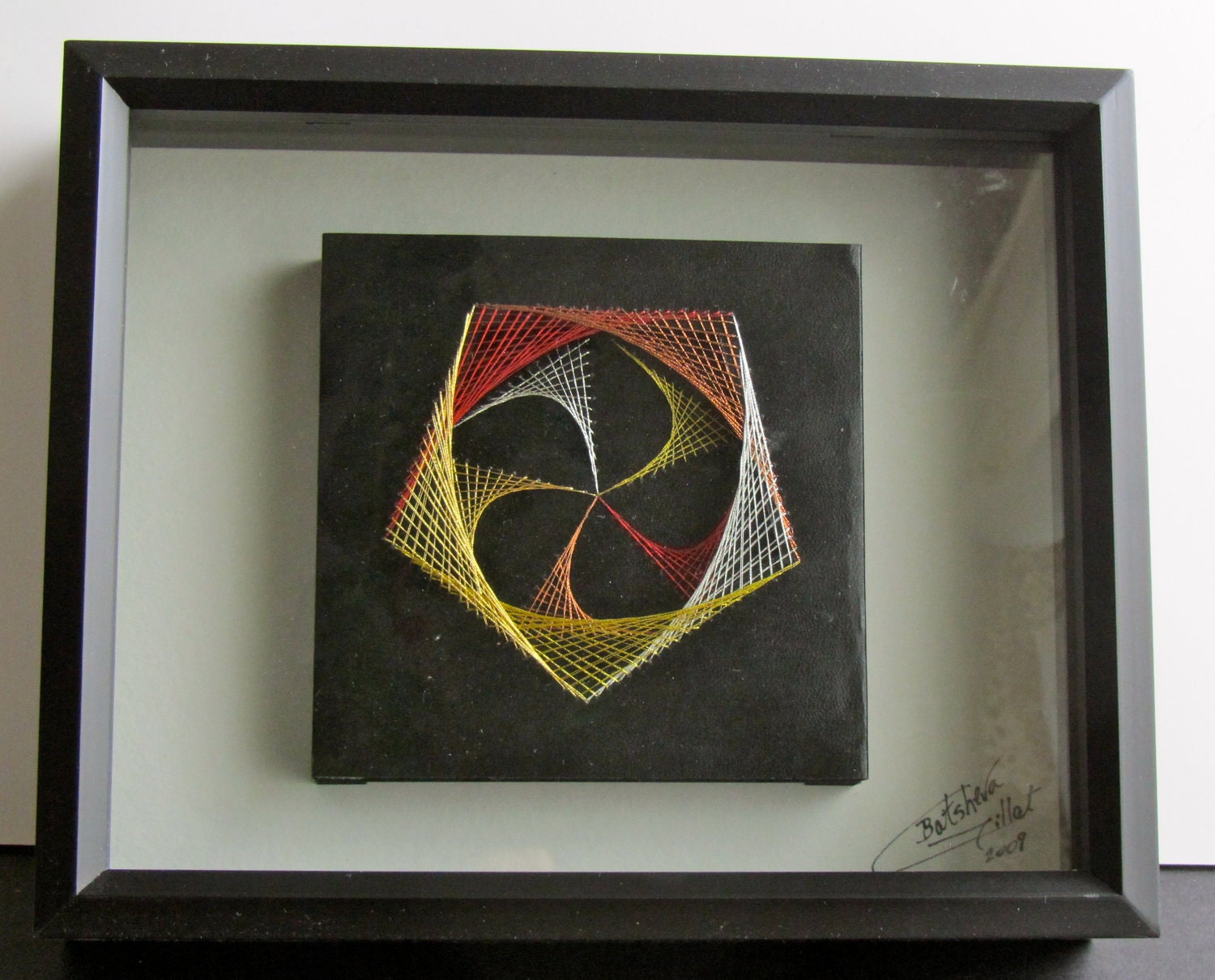 CHRISTMAS GIFT String Art Home Décor Wall Art Handmade Original Geometric Design with Harmony of Metallic Gold Silver Copper Red OOAK