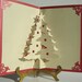 Christmas Tree Pop Up Up Greeting Card Home Décor 3D Handmade Origamic Architecture in Shimmery Metallic Sand Yellow and Bright Red.