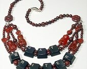 Cat Writer necklace in Poppy Jasper