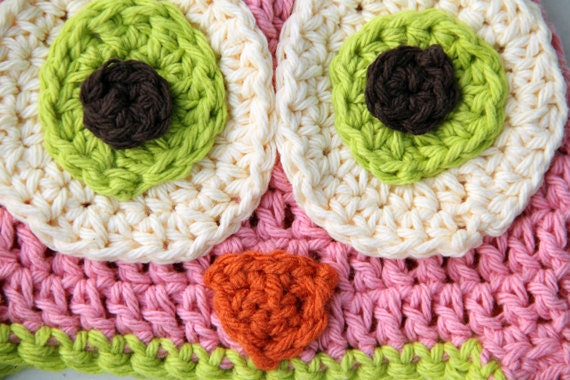 Baby Girl Owl Hat Pink and Green Photo Prop