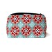 Makeup Bag in Aqua & Red Vintage Floral Print - Bridesmaid Gift, Gift for Her, Cosmetic Case, Cosmetic Pouch, Travel Bag