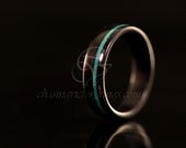 Black Bentwood Ring with Malachite Stone Inlay (Wooden Ring)