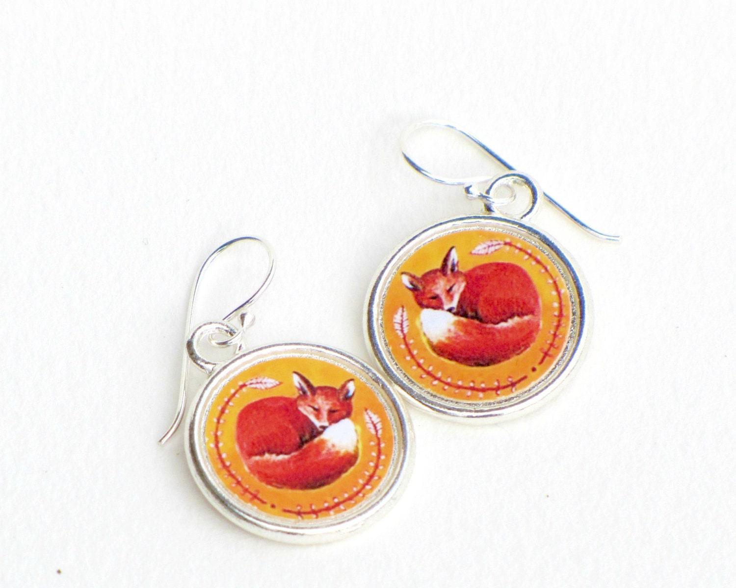 FOX EARRINGS - cute orange woodland animal earrings - red fox jewelry