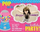 Candy Shop Bubble Gum Birthday Invitation Bubble Gum Themed Customized