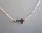 Sideways Horizontal Cross Necklace by MarisaLeeDesigns
