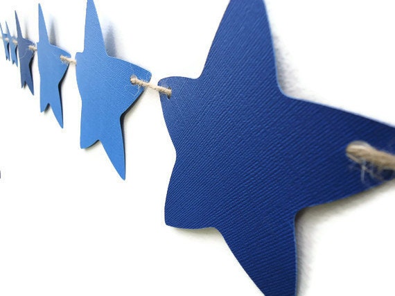 Star Paper Banner Blue Party Wall Decoration Nursery Hanging Celebration Garland