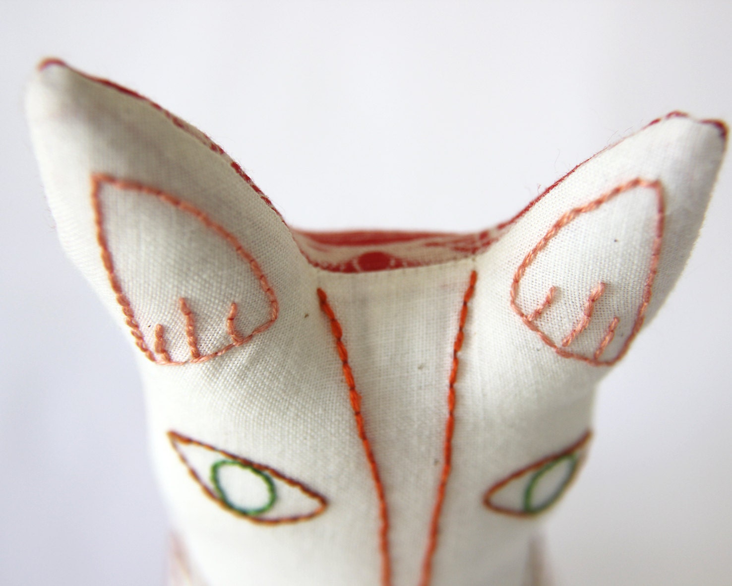 Fox Plush Softie Stuffed Fabric with Embroidered Apples