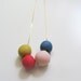Colorful mustard tangerine blue polymer clay necklace - beads necklace- minimalist jewelry " Round and round"