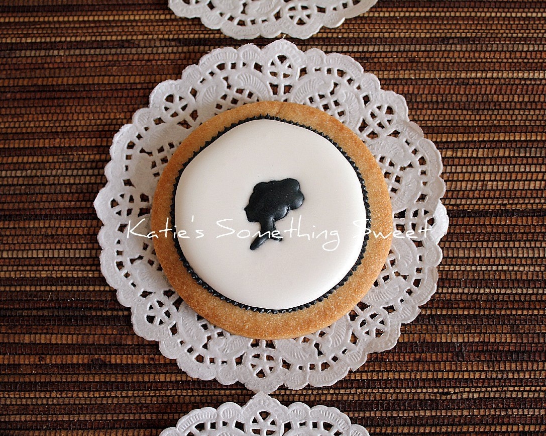 Cameo Cookies-Edible Wedding Favors-Gift for Bridesmaid-Moms Birthday-Bridal Shower Favor-black and white cookies