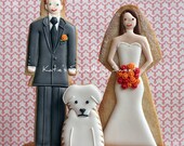 Custom Made Wedding Cake Toppers-Edible Cake Toppers-Personalized Wedding Cake Toppers-Bride and Groom Custom Wedding Cake Toppers with pets