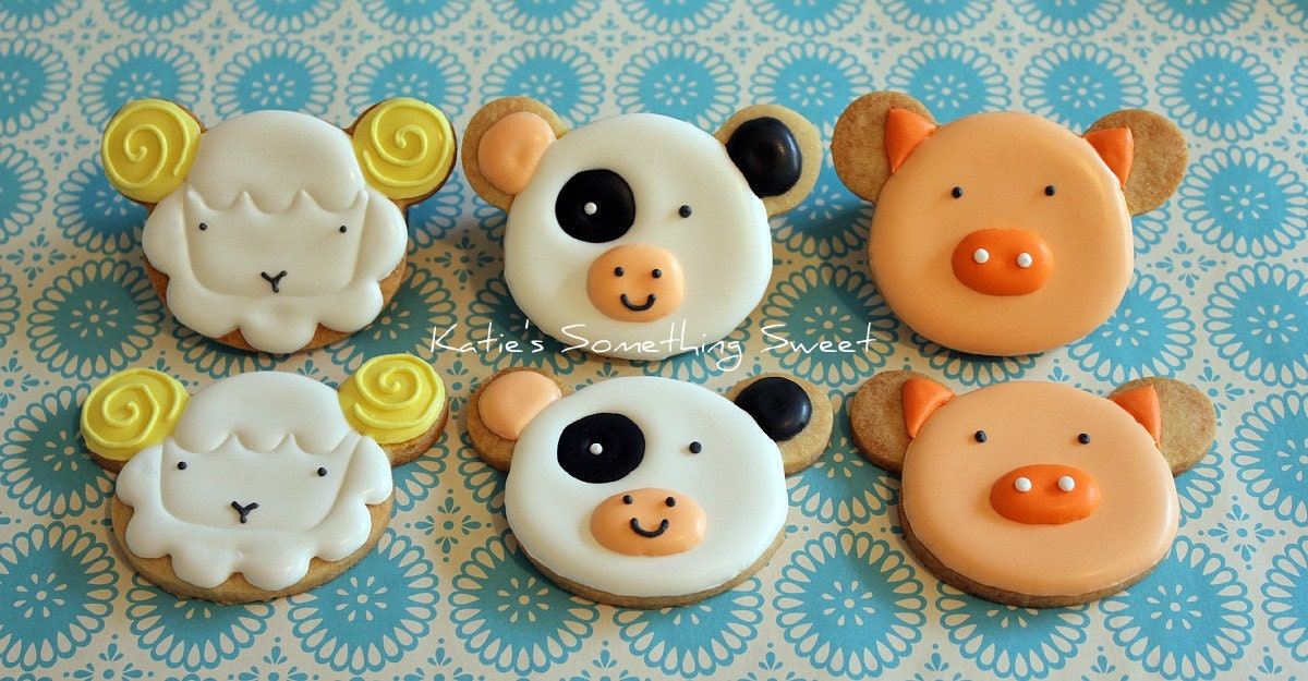 Farm Animal Sugar Cookies-Farm Animal Birthday-party favors kids birthday
