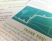 Wedding Program - With Custom Map on High Quality Card Stock