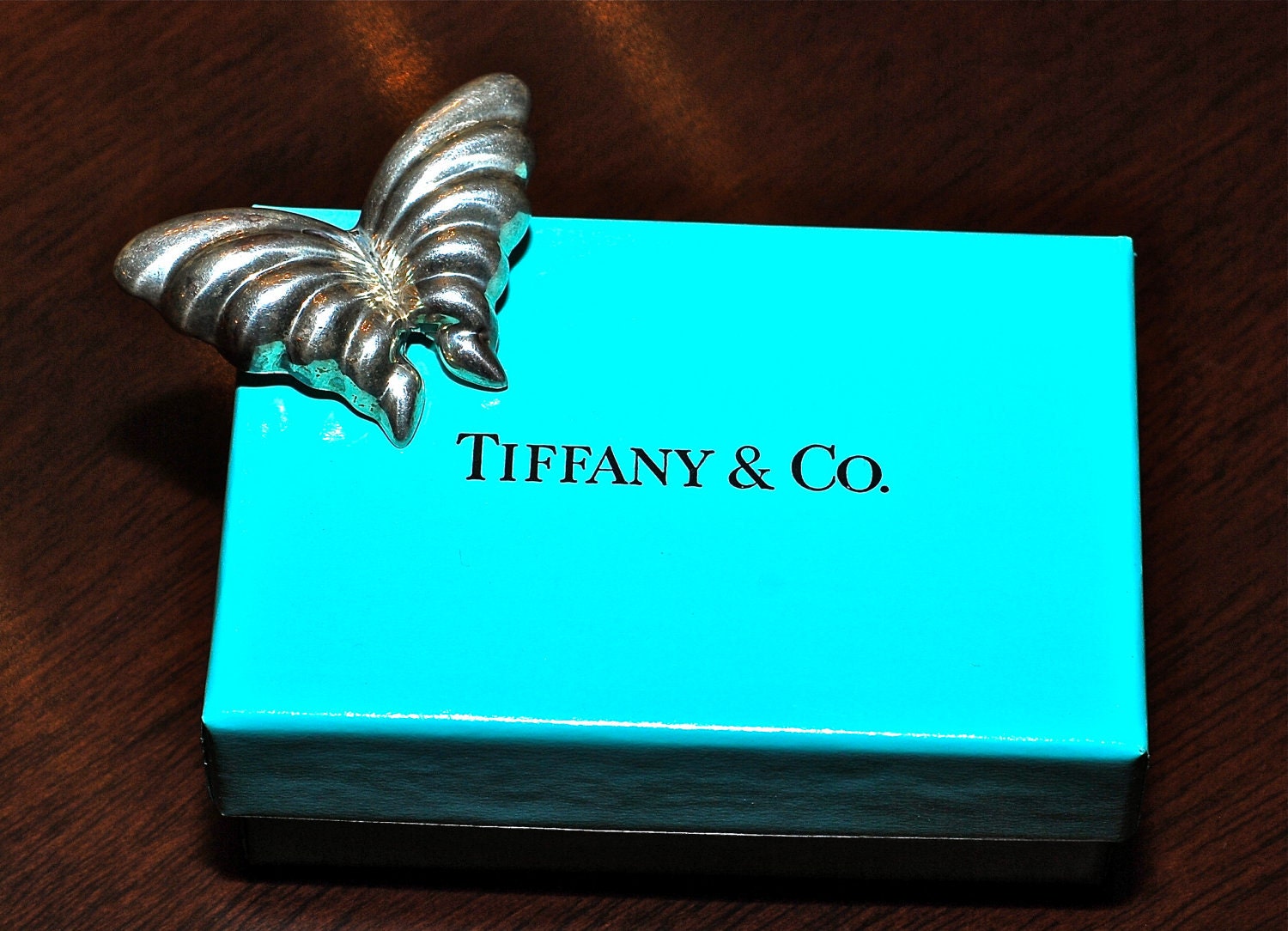 Vintage Tiffany and Co Sterling Silver Butterfly Pin with Tiffany Blue Box