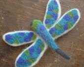 Bluesy Dragonfly Felted Pin