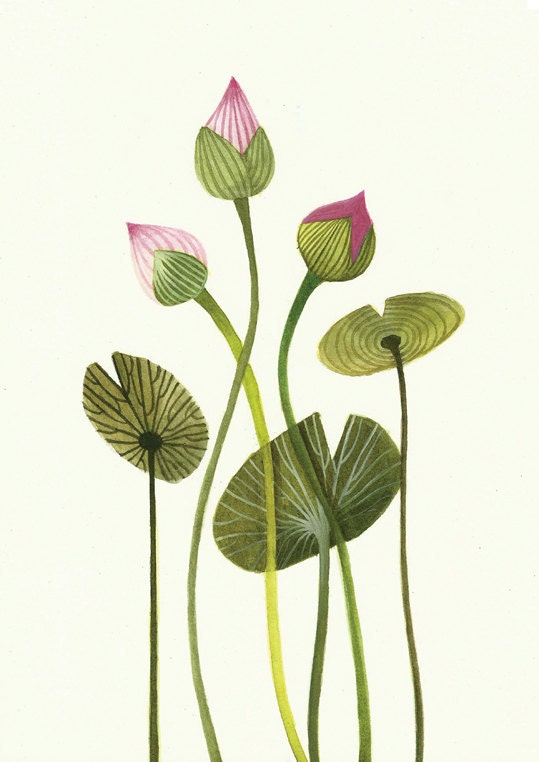 Waterlillies original watercolor painting-flower painting-original painting
