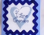 Hand Cross Stitched Father's Day Card (For Grandpa)