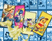 DIGITAL Collage 1x2 Domino RETRO EASTER  Digital Collage Sheet Printable Images for pendants magnets paper goods journaling Crafts Card 403d