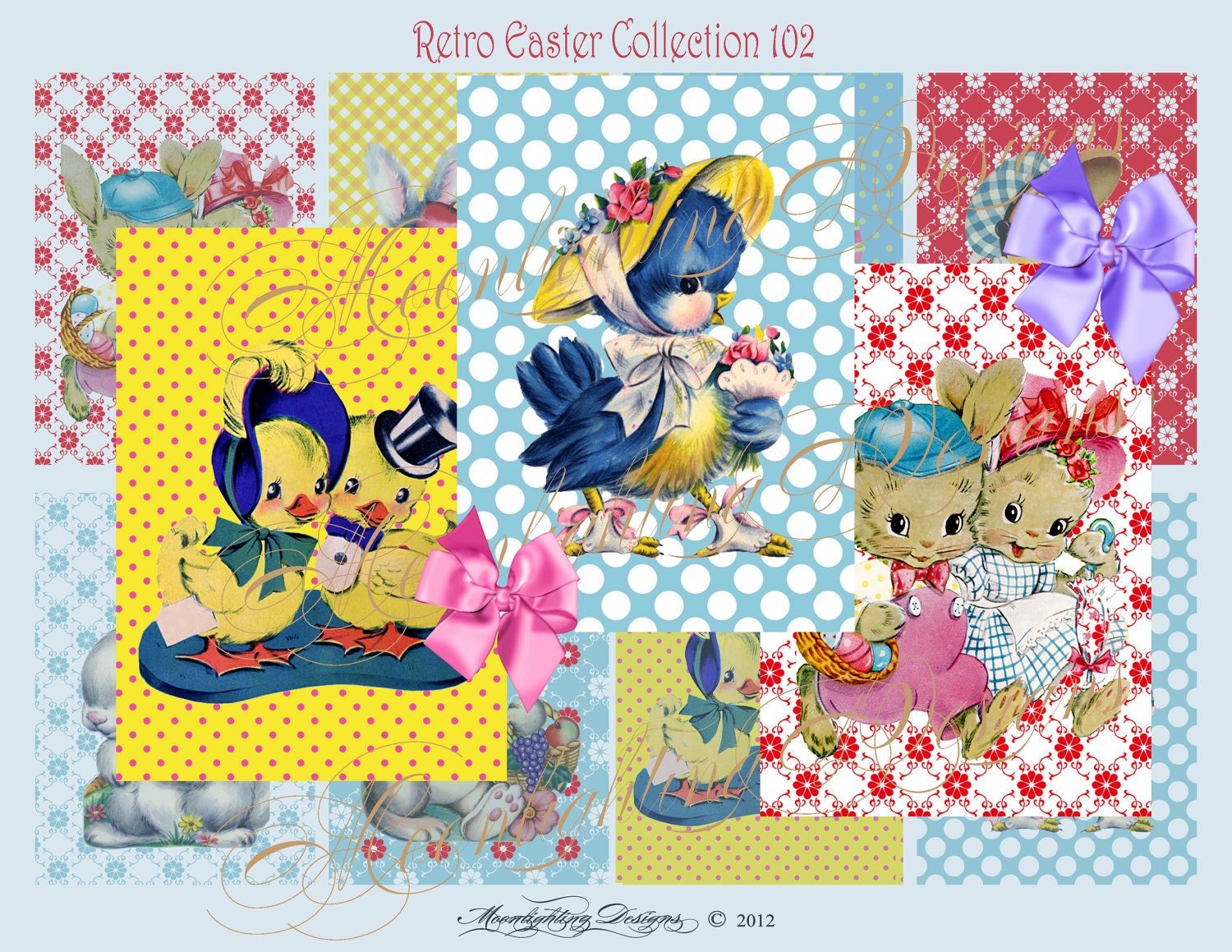 Buy gift tags and printable cards - EASTER RETRO DIGITAL Tags Download Printable Images Greeting Cards Gift tags Scrapbook Atc Aceo  529a