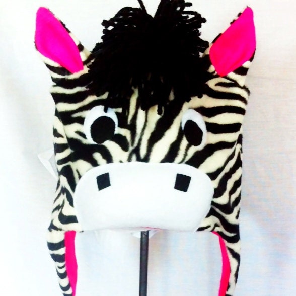 Zebra Earflap Beanie Hat