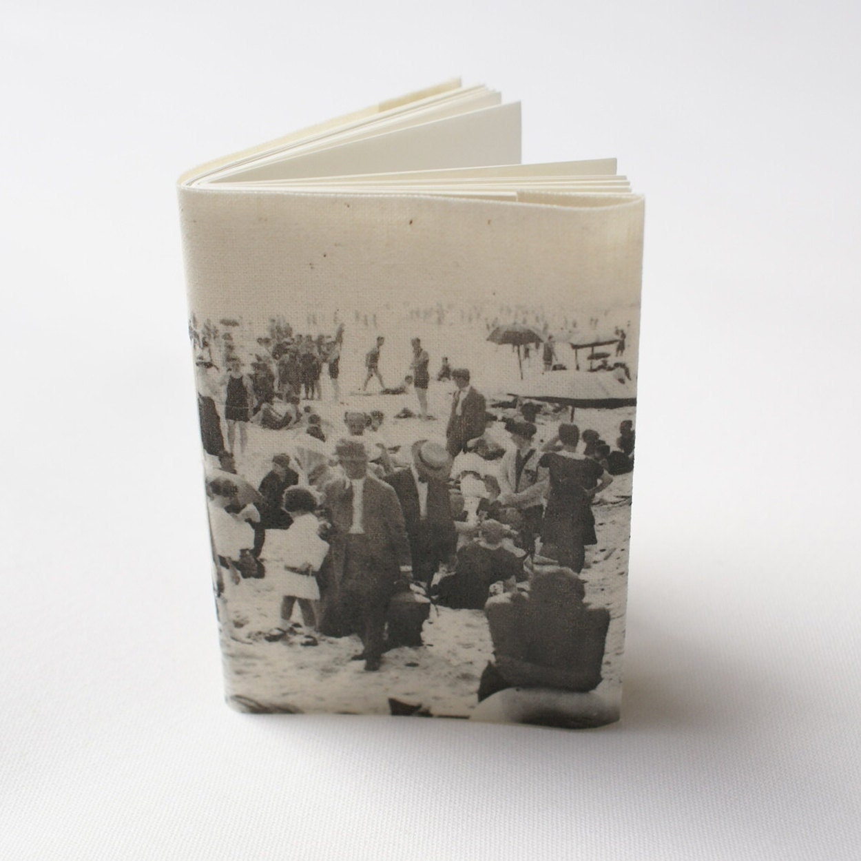 Mini notebook with a cotton book cover printed with vintage photograph Longbeach