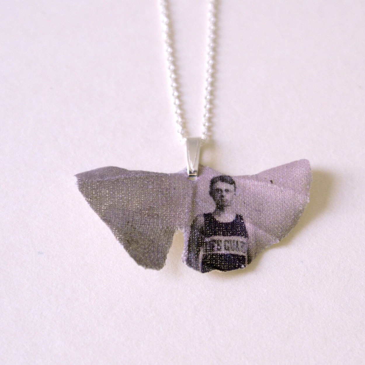 Custom made silver necklace with Ginkgo leaf pendant printed with your photograph