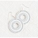 White gray earrings, unique hoop earrings