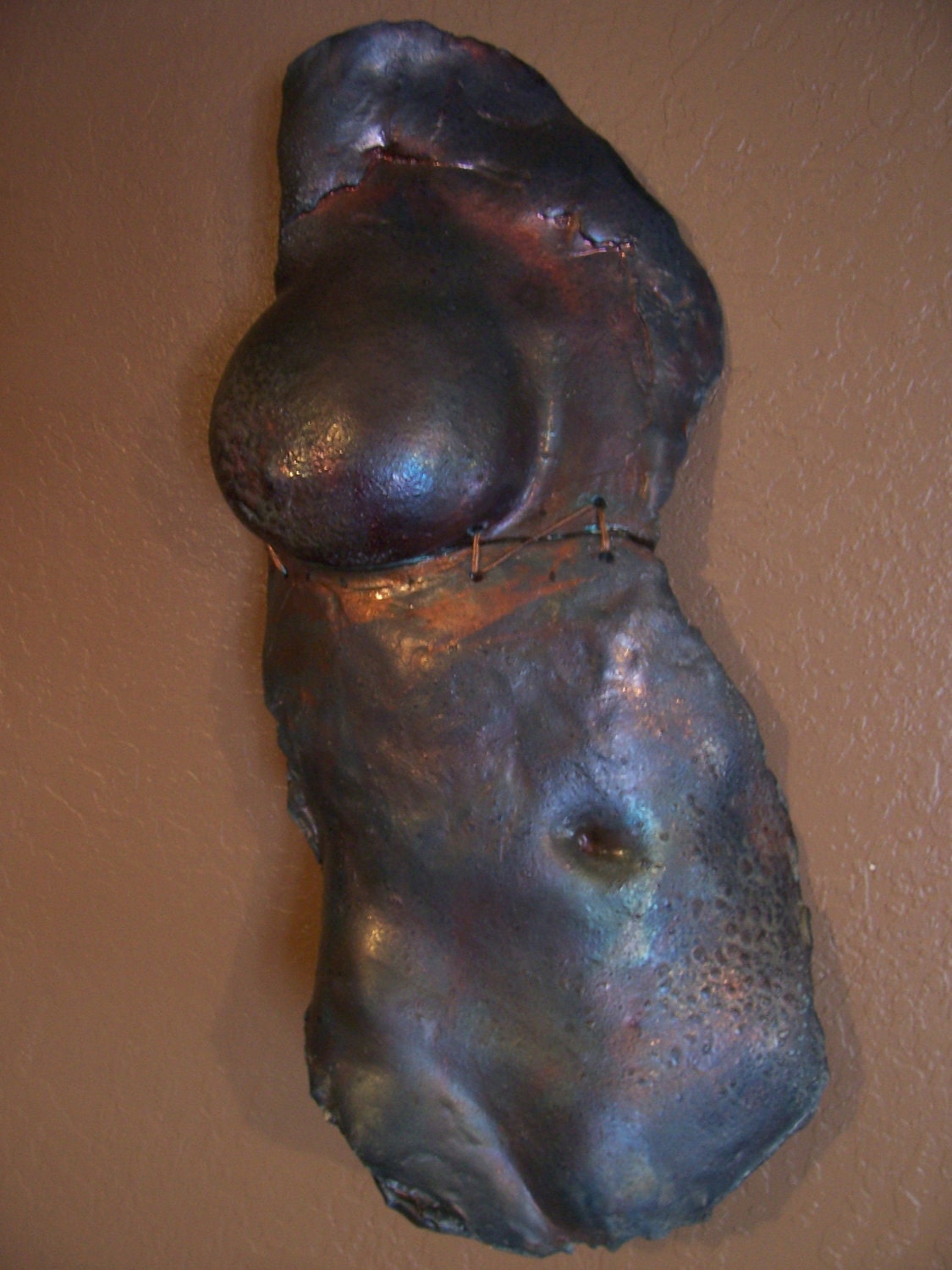 Nude Female figure in Raku, wall sculpture