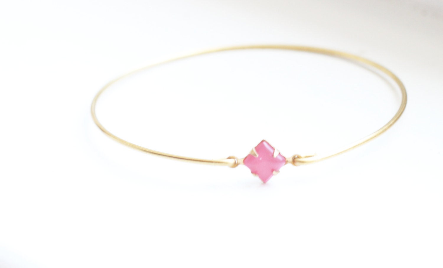 Pink Diamond Moonstone Vintage Set Stone Bangle, Stackable Bracelet Set, Gem Stone Bangles, Stones in Settings Bracelet, Bezel Bangle