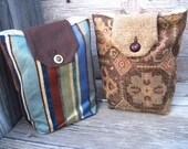 Gift Bags Reusable Coffee Brown Dusty Aqua Rust Olive Gold Christmas Holiday (Set of 2) Hostess --US Shipping Included