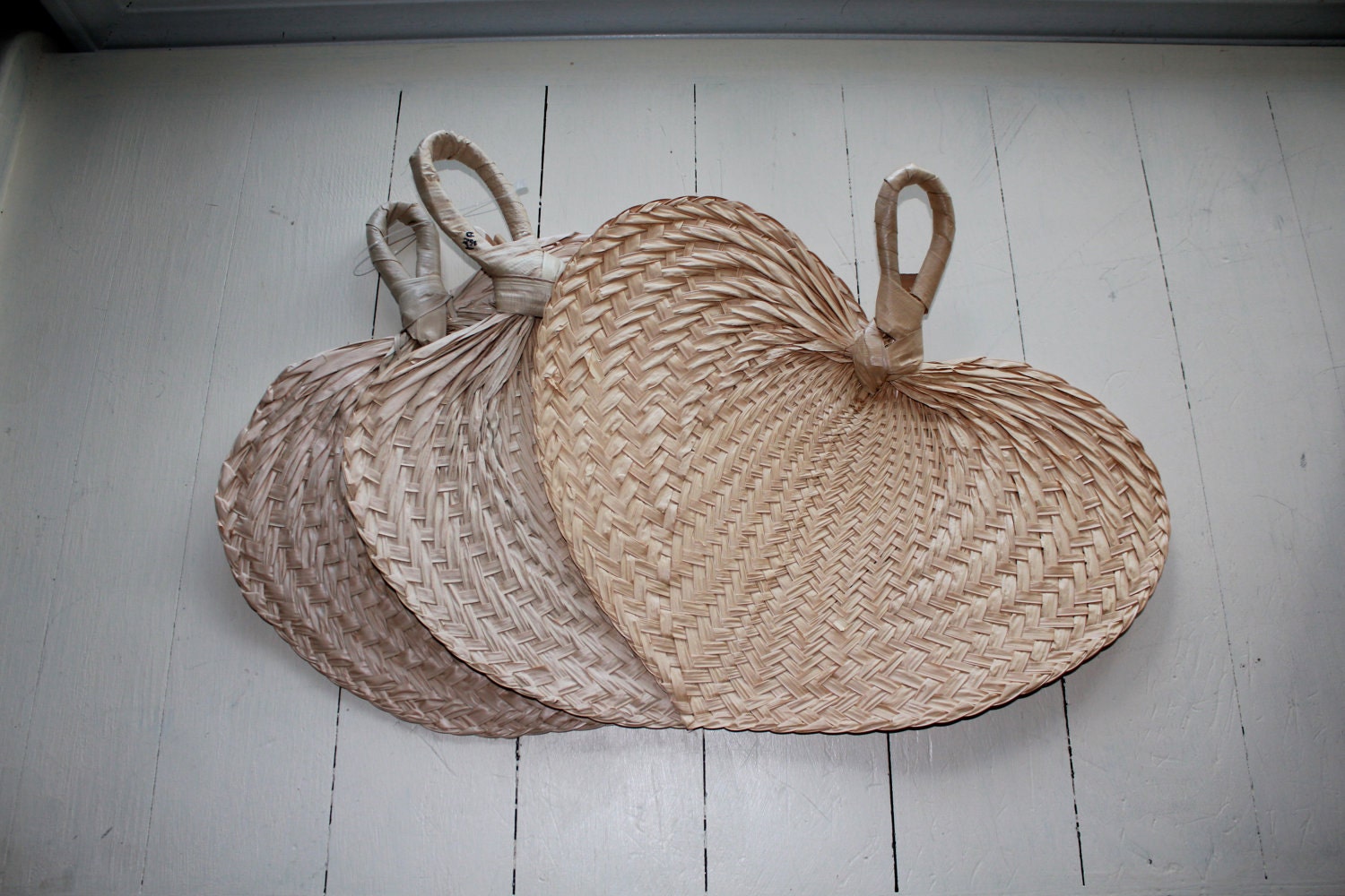 Wicker Hand Fans Set of 3 by katelouiseanna on Etsy