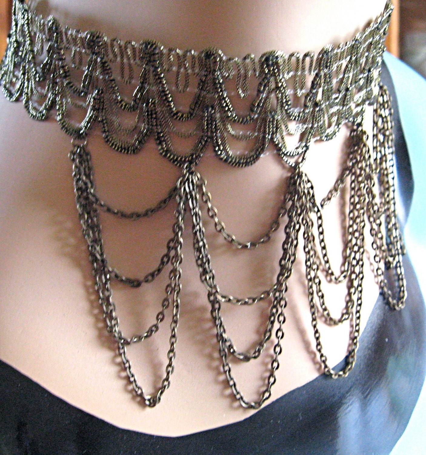 1920s Inspired Choker trim chain Art Deco look