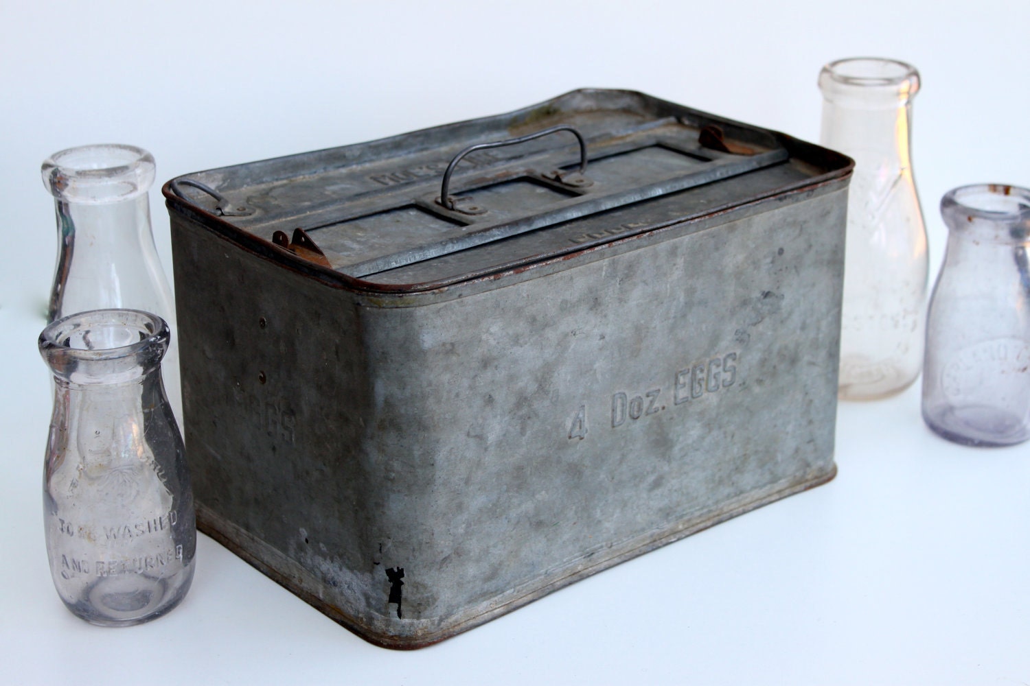 Antique metal egg crate