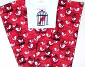 Birdcage Bodysuit and Matching Burpcloths -- Baby Gift Set -- Minky and Flannel -- Ready to Ship