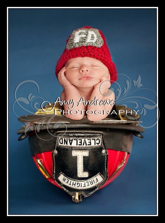 Crochet Baby Firefighter Hat